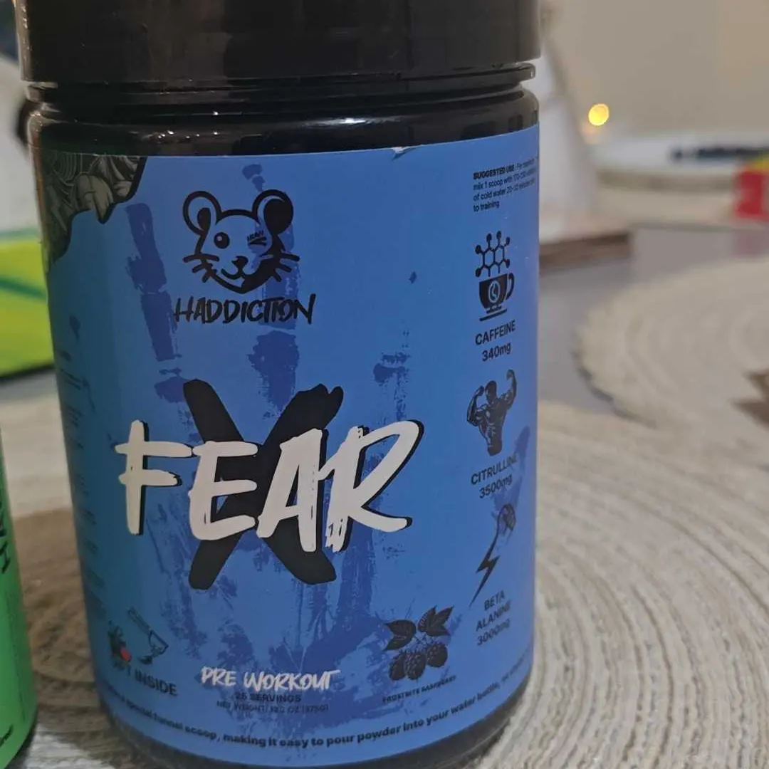 Haddiction Fear X pre-workout blue raspberry elvisziemelis