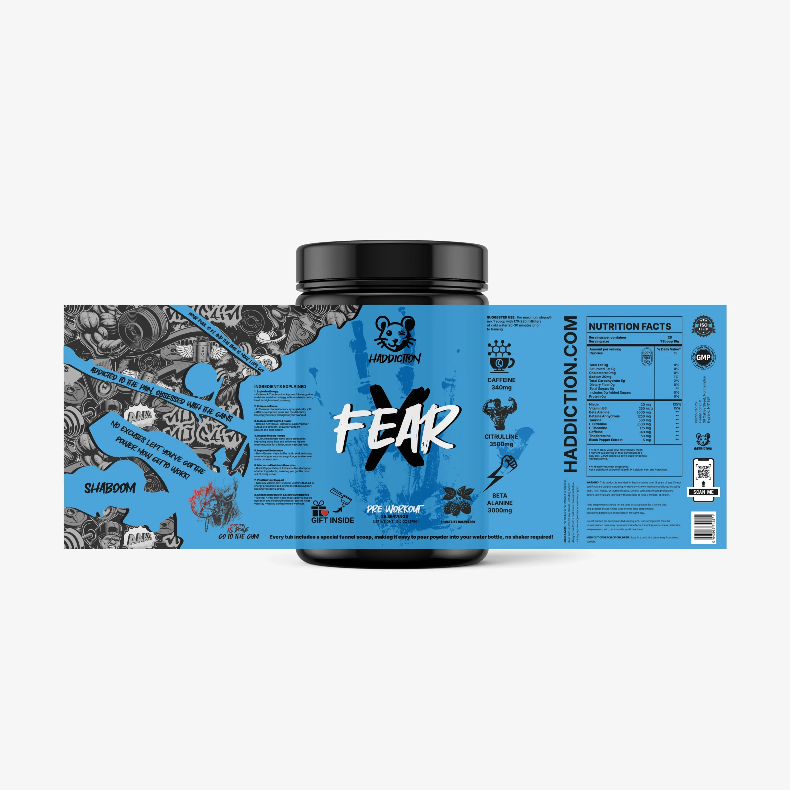 Haddcition Fear X Blue Raspberry PreWorkout